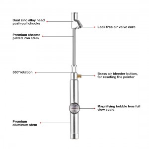 102029 Straight on Foot Dual Head Truck Air Gage Pengukur Tekanan Ban dengan Lensa Gelembung