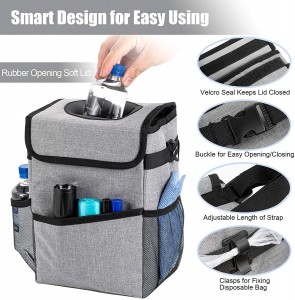 102086G 2.3 Gallon Waterproof Grey Car Trash Can Organizer Garbage Bin