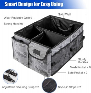 102088F Large Capacity Cargo Trunk Storage Organizer Car Trunk Organizer