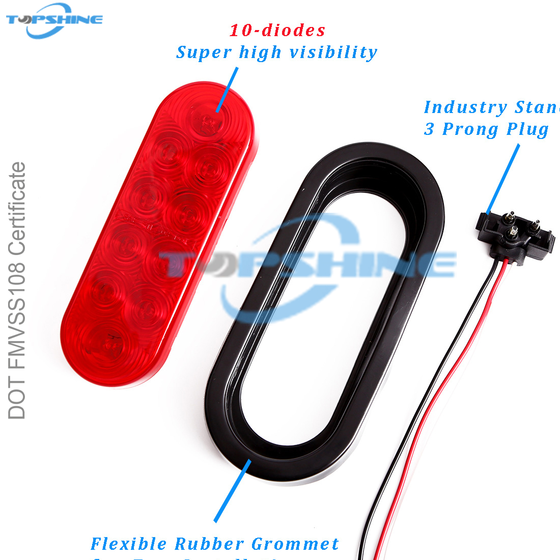 New Fashion Design for Boat Led Trailer Light - 101012PR 6 Inch Waterproof Oval LED Trailer Lights Stop Turn Signal Tail Brake Lights – Goldy detail pictures