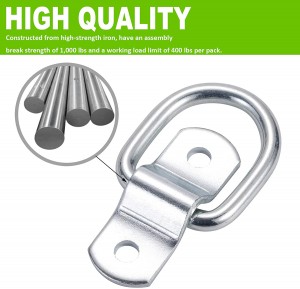 102074 D Ring Ratchet Tie Down Anchors 1/4″ Heavy Duty Iron Trailer Tie Down Hooks with Screws