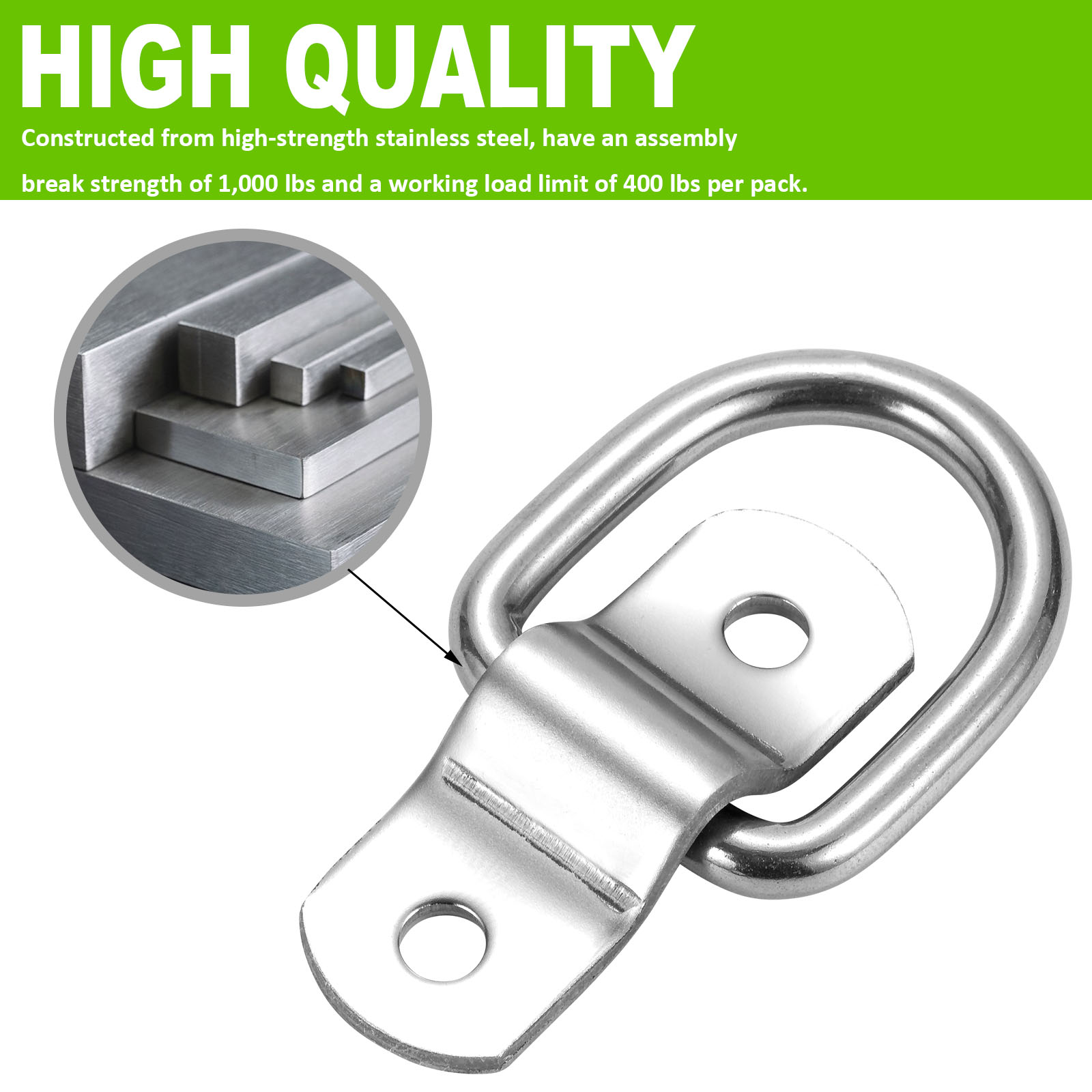 China 102074S 1/4″ Stainless Steel Trailer Tie Down Hooks D Ring