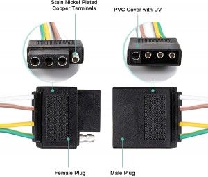 102083D 30FT Trelar Copr Pur Golau Wire Harnais Estyniad Wiring Connector