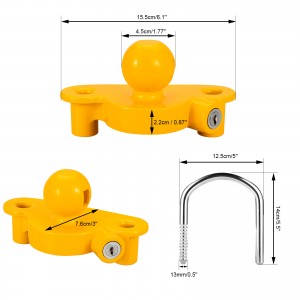 11600U Heavy Duty Universal Yellow Trailer Hitch Coupling Lock Trailer Tow Ball Coupler Lock