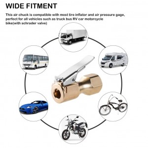 102017A 1/4″ FNPT Brass Tyre Air Chuck Closed Flow Straight Tire Chuck With Lock-on Clip