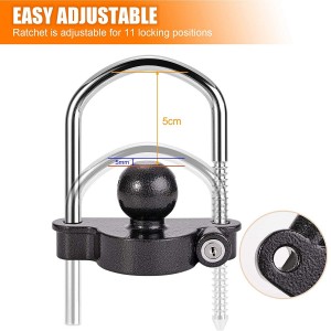 11600BU Jukumu Mzito Kupambana na Wizi Universal Black Trailer Hitch Tow Ball Coupler Security Kit