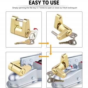 11411 1/4 Inch Brass Plating Trailer Hitch Coupler Lock Pin