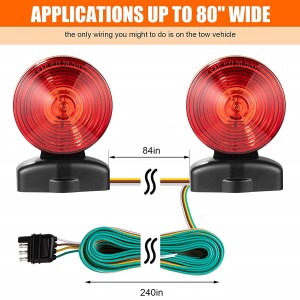 101506W 12V Two Sided 55 Pounds Magnetic Towing Light Kit para sa Trailer RV Boat Truck