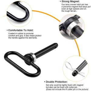10305B 1/2″ Black Magnetic Hitch Pin Lawn Mower Trailer Hitch Pin