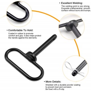 10305E Black Hitch Pin 0.5 x 2.95 Inch Lawn Mower Trailer Hitch Pin Tractor Pin Clip