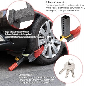 10332 Trailer Wheel Lock Security Tire Lock Anti Theft Lock Uban sa 3 Keys