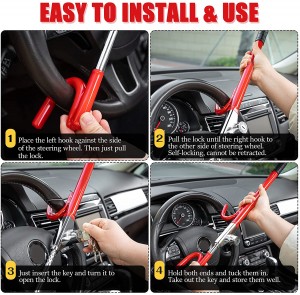 10337 Universal Double Hook Retractable Car Steering Wheel Lock