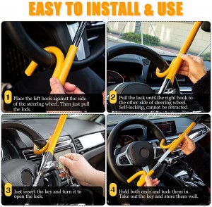 10338 Max. 17” Heavy Duty Anti-Theft Yellow Steering Wheel Lock
