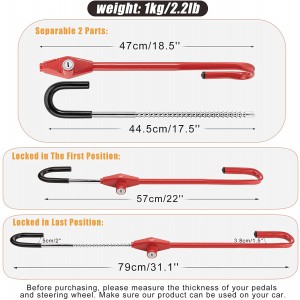 10346 Car Steering Wheel to Brake Pedal Lock Double Hook Security Lock