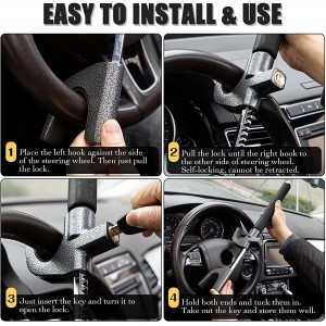 10336 Heavy Duty Emergency Breaker Steering Wheel Lock With 3 Keys