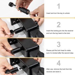 7007 Trailer Hitch Lock Black Hitch Pin Lock เส้นผ่านศูนย์กลาง 5/8 นิ้ว