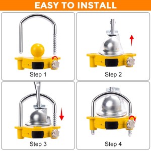 7008 Glas trèilear buidhe Hitch Coupler Lock Lock tèarainteachd Coupler Ball Tow Coupler