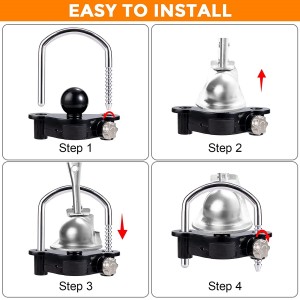 7009 Bloqueig d'acoblament de combinació antirobatori negre Bloqueig d'enganxament de remolc per a remolcs de remolc