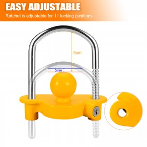 11600U Heavy Duty Universal Yellow Trailer Hitch Coupling Lock Trailer Tow Ball Coupler Lock