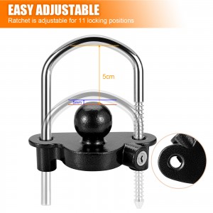 11600BU Heavy Duty Anti-Theft Universal Black Trailer Hitch Tow Ball Coupler Security Kit