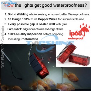 101002W 12V Rectangular Submersible LED Tail Lights kit for Trailer Truck Boat