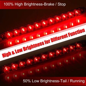 101227 16 Inch 11 LED Trailer Light Bar Strip 12V Tail Light Bar Waterproof Red Bar Light