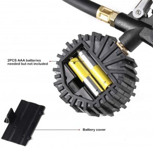 102026 LED Display Digital Tire Inflator Pressure Gauge With Dual Head Chuck Rubber Hose