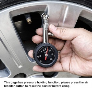 102018 Тачан механички манометар за мерење притиска у гумама од месинга