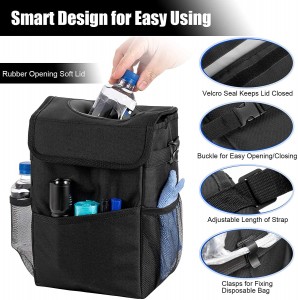 102086 2.3 ກາລອນ Waterproof Car Trash Can Organizer Foldable Auto Trash Bin Car Waste Bin