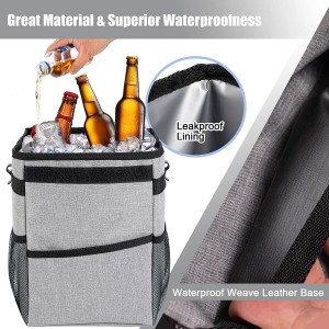 102086G 2.3 Gallon Waterproof Grey Car Trash Can Organizer Garbage Bin