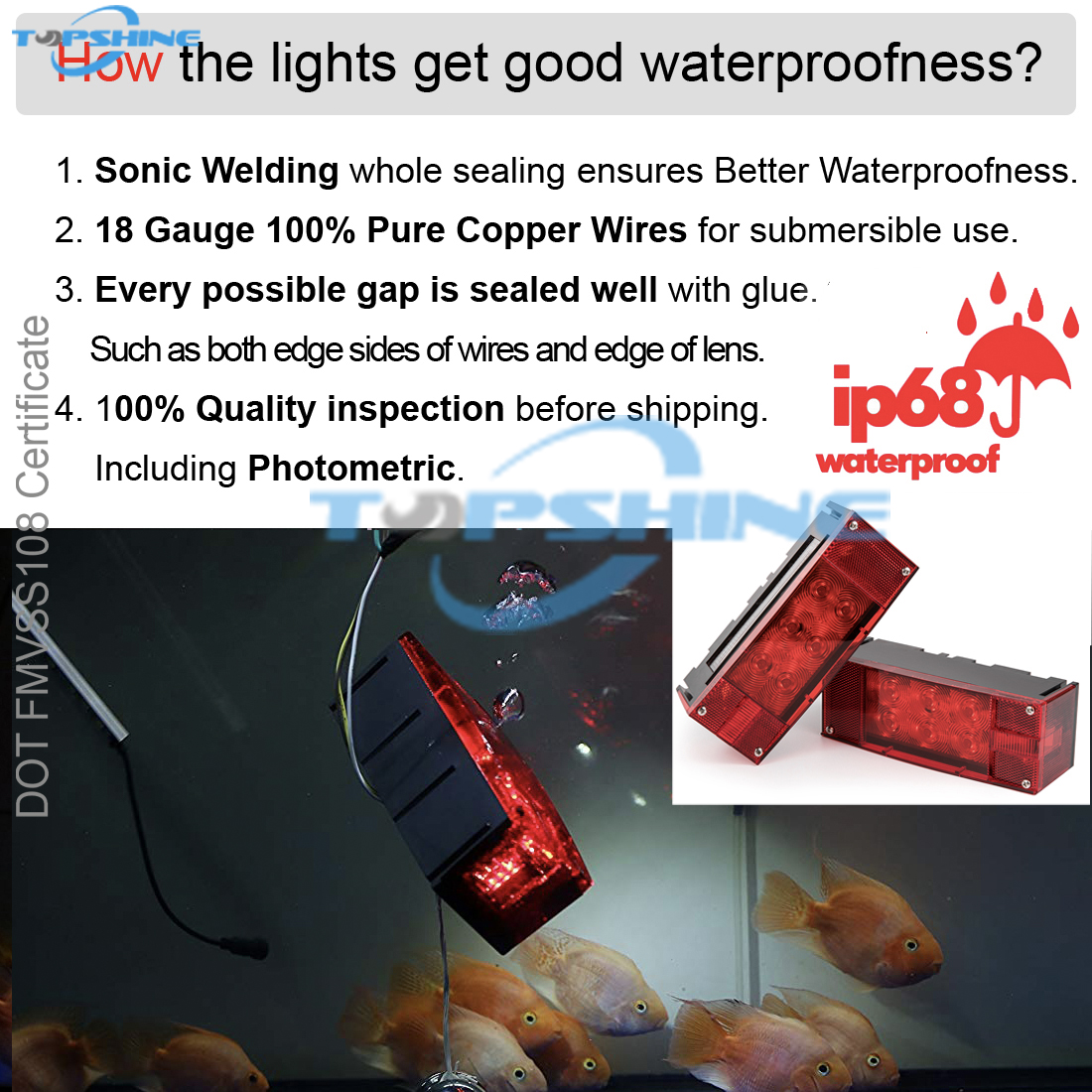 One of Hottest for Submersible Trailer Light Kit - 101002E 12V Led Rectangular Waterproof Trailer Tail Lights Kit – Goldy detail pictures