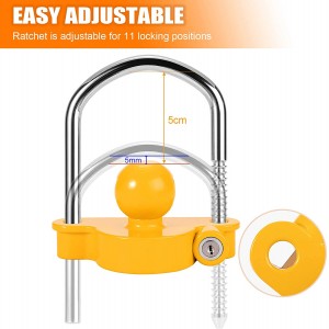 11600U Heavy Duty Universal Yellow Trailer Hitch Coupling Lock Trailer Tow Ball Coupler Lock