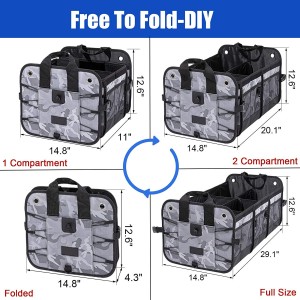 102090F Camouflage Car Trunk Organizer Storage Organizer with 6 Compartments for Car SUV Truck