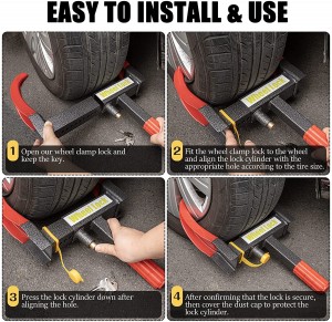 10332 Trailer Wheel Lock Security Tire Lock Anti Theft Lock With 3 Keys