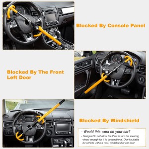 10333 Twin Hooks Steering Wheel Lock nga adunay Adjustable Length para sa Car