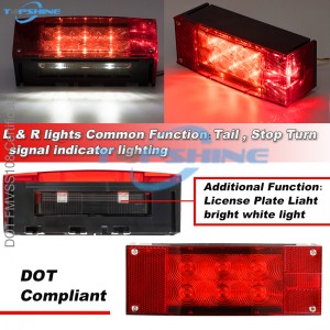 101002W 12V Rectangular Submersible LED Tail Lights kit bakeng sa Trailer Truck Boat