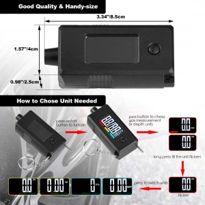 102050 Digital PSI Tire Tire Gauge Reader Checker 2 in 1 Pẹlu Gage Ijinle Tread