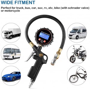 102027 Digital Tire Inflator Pressure Gauge LED Display Tyre Deflator Gage