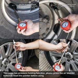 102019 Dual Head Accurate Mechanical Tire Pressure Gauge Wheel Service Checker