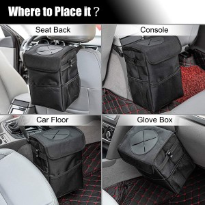 102086 2.3 Gallon Waterproof Car Trash Can Organizer Foldable Auto Trash Bin Car Waste Bin