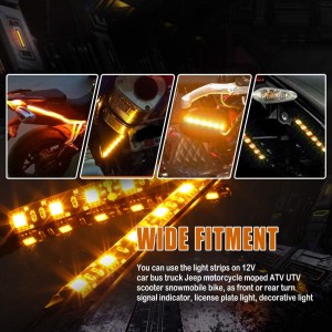 101208 12V 6 LED Amber Light Bar Strip for Motorcycle Turn Signal Backup License Plate