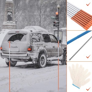 10302A 50 PCS 72 Inch Driveway Marker Reflectors 5/16 Inch Dia Orange Fiberglass Snow Stakes with Reflective Tape