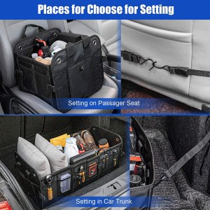 102090 Black Car Trunk Organizer Collapsible Cargo Trunk Storage With 6 Compartments