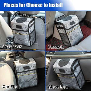 102087F Car Trash Can Garbage Bin Storage Pockets 2.7 Gallon Hanging Car Waste Bin