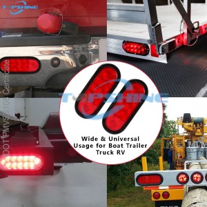 101012PR 6 'īniha Waterproof Oval LED Trailer Lights Stop Turn Signal Tail Brake Lights