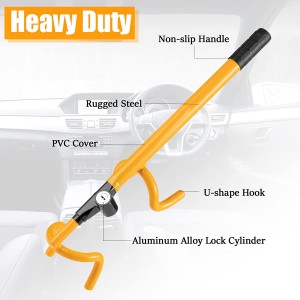 10333 Twin Hooks Steering Wheel Lock nga adunay Adjustable Length para sa Car