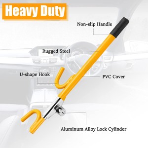 10338 สูงสุดล็อคพวงมาลัยกันขโมย Heavy Duty สีเหลืองขนาด 17 นิ้ว