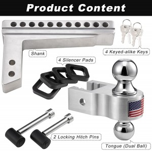 10408 10 Inch Aluminium Trailer Hitch Ball Mount With Locks Stainless
