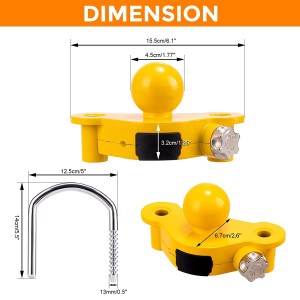 7008 Yellow Trailer Hitch Coupler Lock Universal Ball Tow Coupler လုံခြုံရေးလော့ခ်