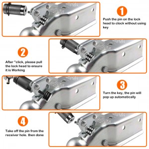 โรงงานจัดหาโดยตรง China Universal Trailer Coupler Lock เหมาะกับ 1 7/8″, 2″ และ 2-5 / 16″ Balls Trailer Hitch (YH9009)